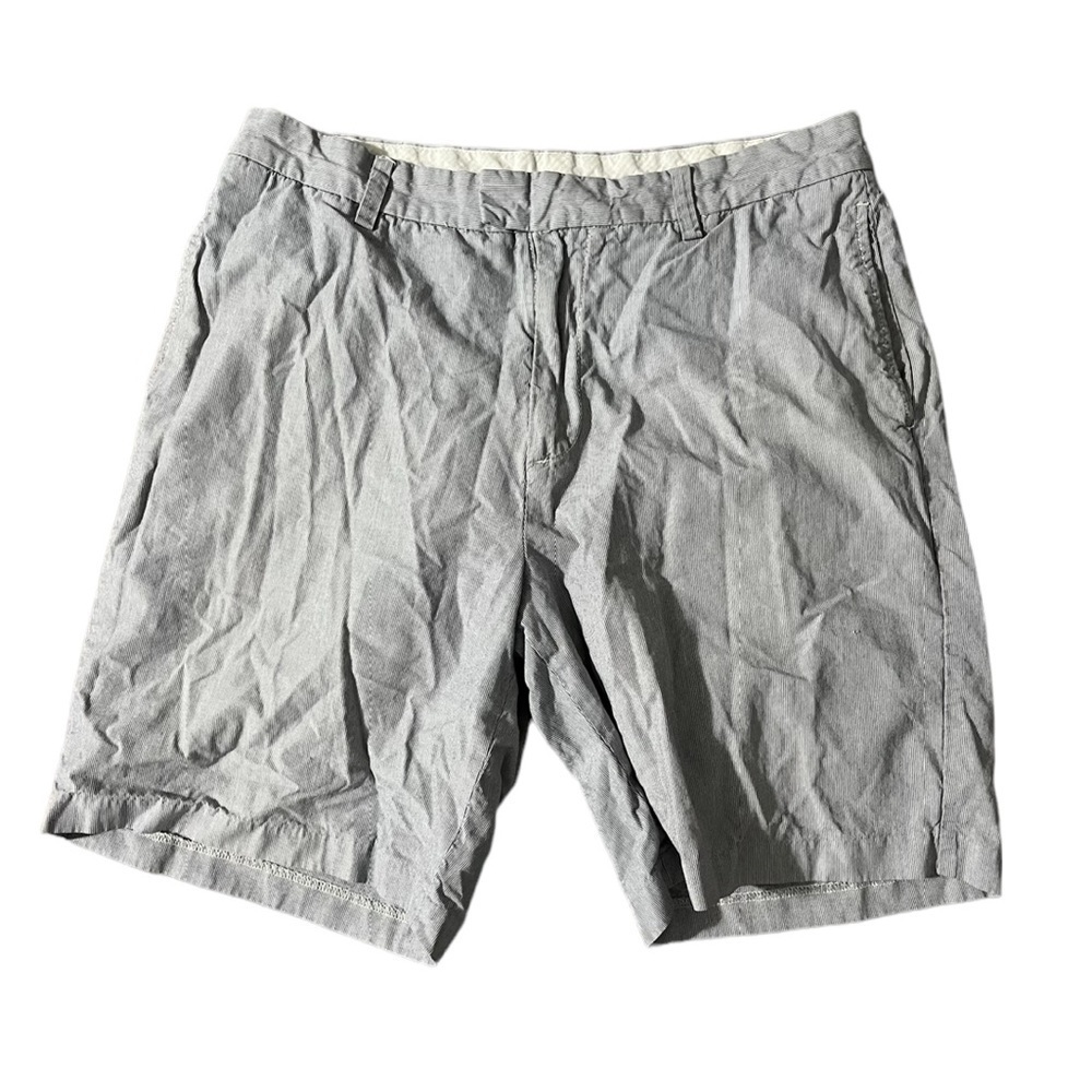 Nautica Mens Blue White Striped Flat Front Shorts Size 34 100% Cotton - Picture 1 of 7